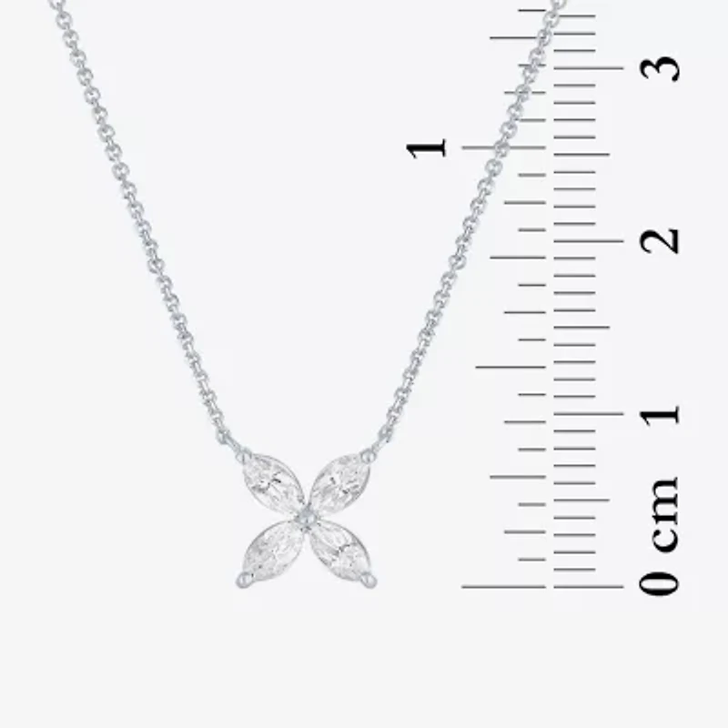 Diamond Addiction (G-H / Si2-I1) Womens 1/3 CT. T.W. Lab Grown White Diamond 10K Gold Flower 16 Inch Pendant Necklace