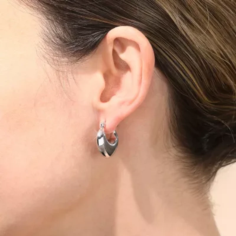 Womens Sterling Silver 19.8mm Hoop Earrings