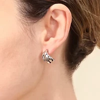 Womens Sterling Silver 15.2mm Hoop Earrings