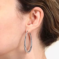 Womens Sterling Silver 49.5mm Hoop Earrings