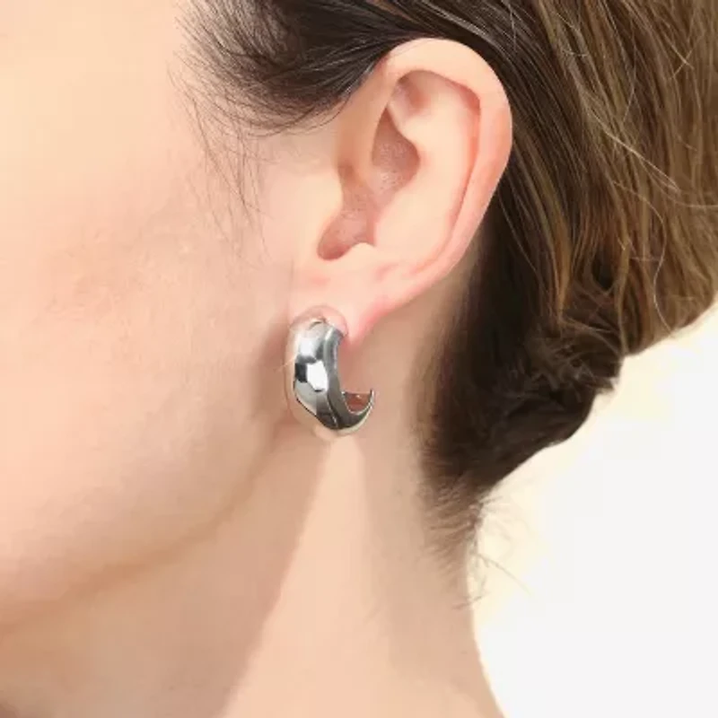 Womens Sterling Silver 23.3mm Hoop Earrings