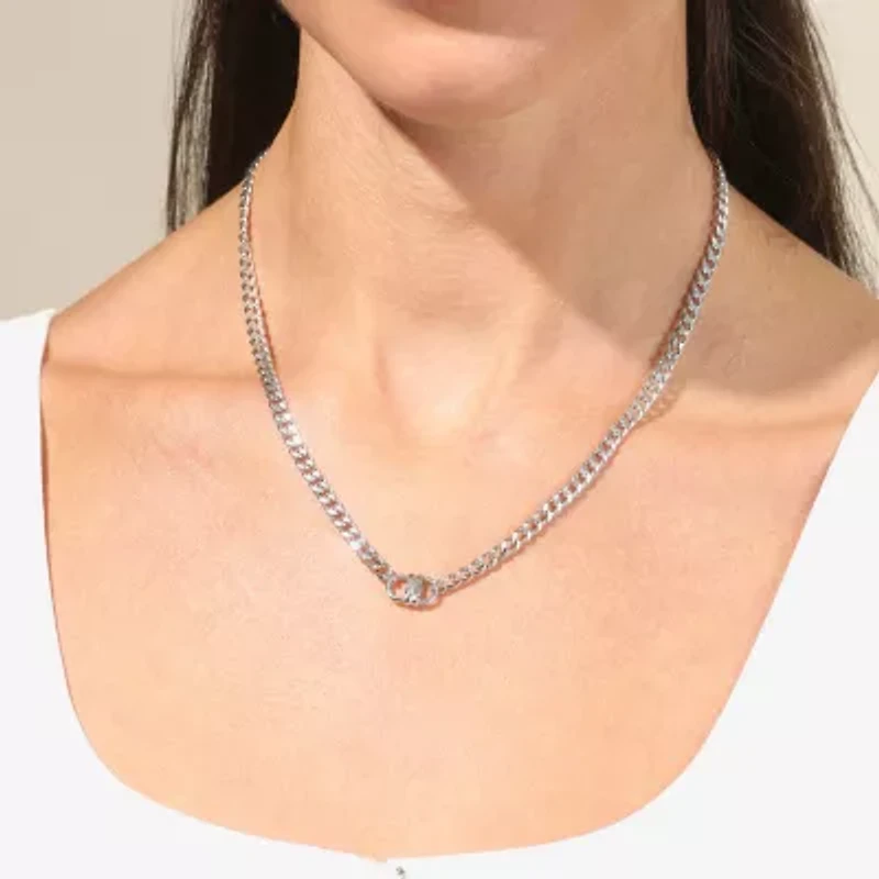 Womens Sterling Silver 18 Inch Curb Chain Necklace
