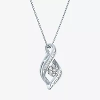 Diamond Blossom 1/5 CT.T.W. Natural Cluster Sterling SIlver Swirl Pendant Necklace