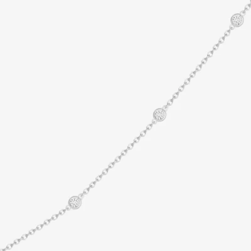 Diamond Addiction Womens 1/10 CT. T.W. Natural White Diamond Sterling Silver 16 Inch Pendant Necklace