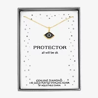 Diamond Accent Womens Diamond Accent Natural Black Diamond 14K Gold Over Silver Evil Eye 18 Inch Pendant Necklace