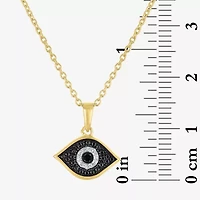 Diamond Accent Womens Diamond Accent Natural Black Diamond 14K Gold Over Silver Evil Eye 18 Inch Pendant Necklace