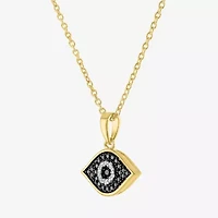 Diamond Accent Womens Diamond Accent Natural Black Diamond 14K Gold Over Silver Evil Eye 18 Inch Pendant Necklace