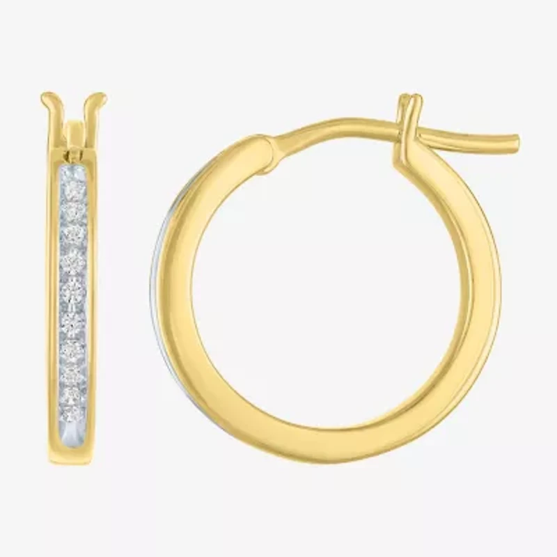 (I1-I2/ G-H) Womens 1/10 CT. T.W. Lab Grown White Diamond 14K Gold Over Silver Sterling Silver 17mm Hoop Earrings