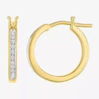 (I1-I2/ G-H) Womens 1/10 CT. T.W. Lab Grown White Diamond 14K Gold Over Silver Sterling Silver 17mm Hoop Earrings