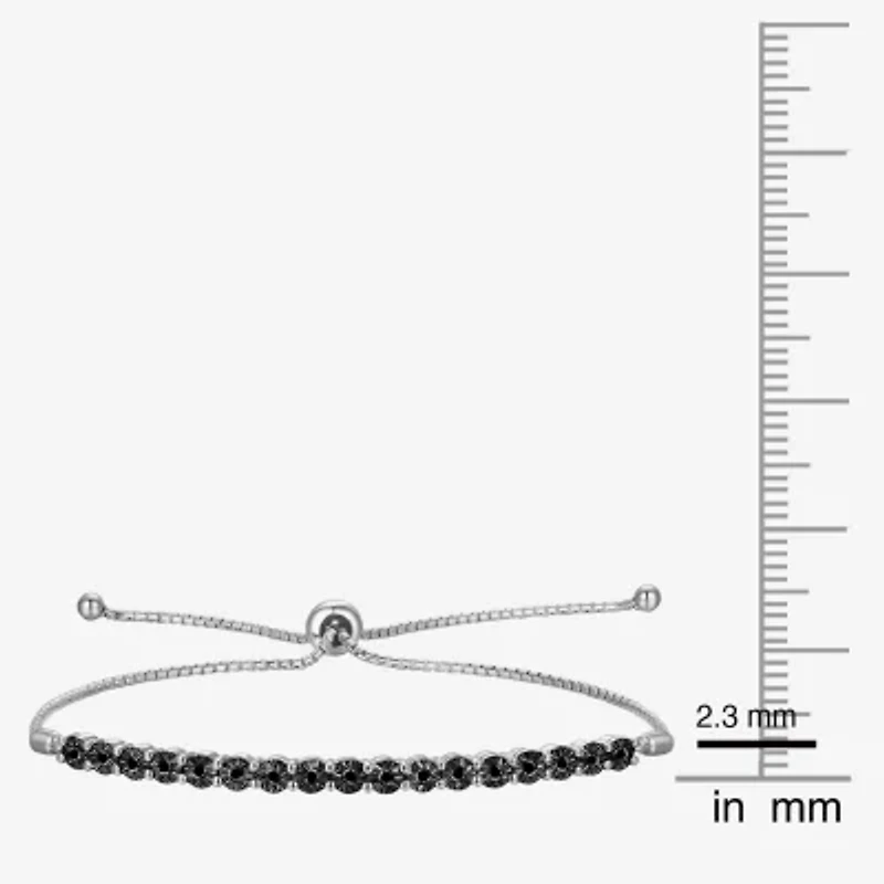 Womens 1/10 CT. T.W. Natural Black Diamond Sterling Silver Bolo Bracelet