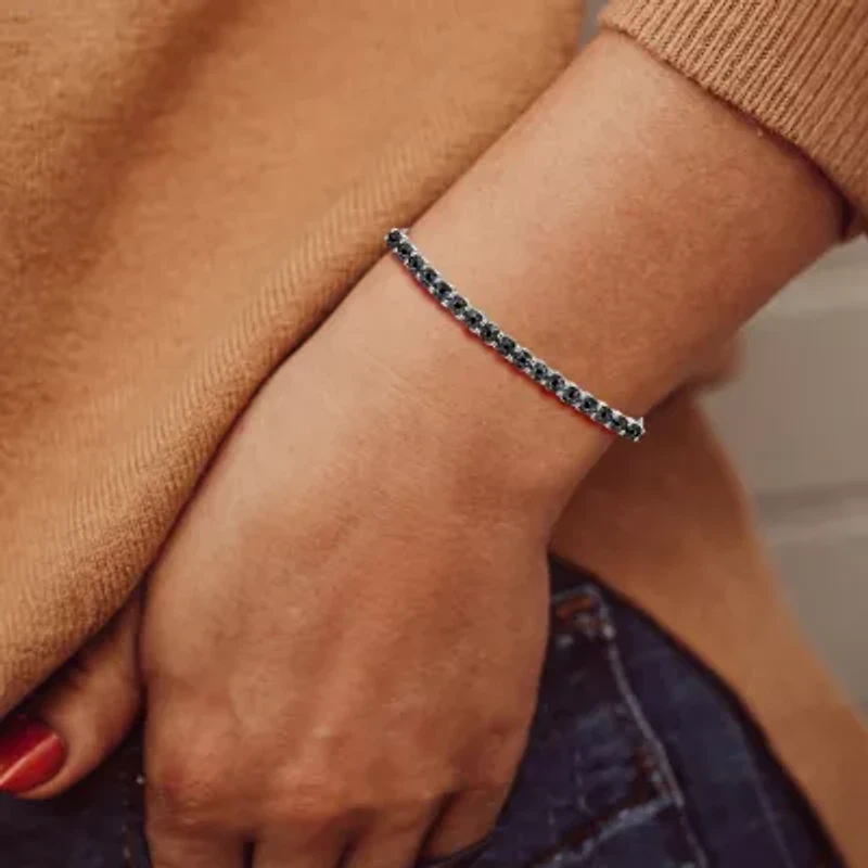 Womens 1/10 CT. T.W. Natural Black Diamond Sterling Silver Bolo Bracelet