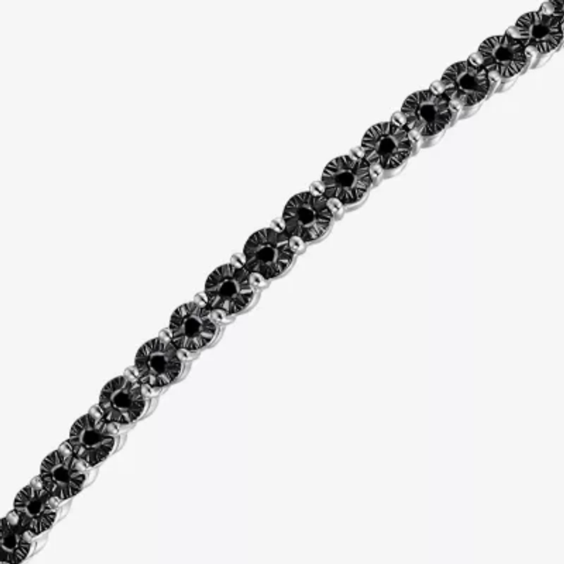 Womens 1/10 CT. T.W. Natural Black Diamond Sterling Silver Bolo Bracelet