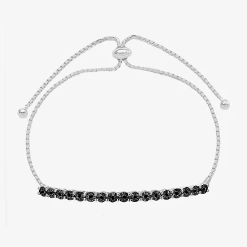 Womens 1/10 CT. T.W. Natural Black Diamond Sterling Silver Bolo Bracelet