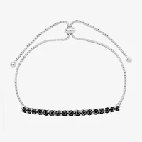 Womens 1/10 CT. T.W. Natural Black Diamond Sterling Silver Bolo Bracelet