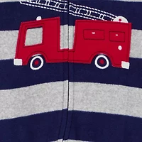 Carter's Microfleece Toddler Boys Fleece Crew Neck Long Sleeve Footed Pajamas