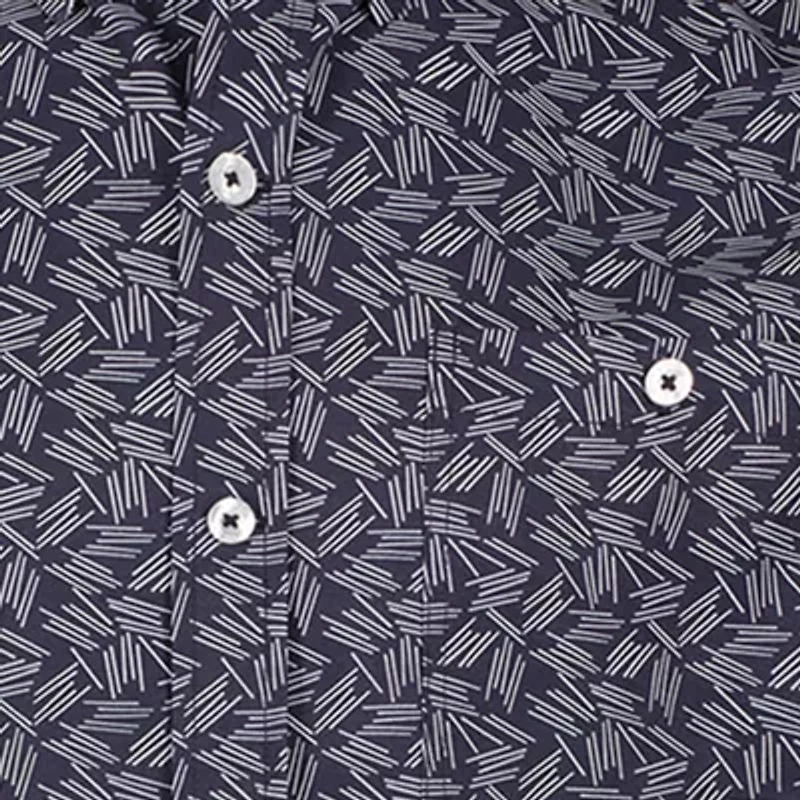 ANGLR Casual Woven Aloha Blueprint Mens Short Sleeve Classic Fit Stretch Fabric Button-Down Shirt
