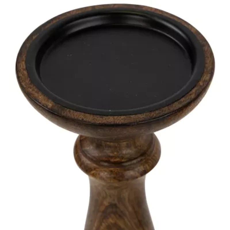 Northlight Dark Wooden Pillar 3-pc. Candle Holder
