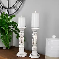 Northlight Antique White Pillar 2-pc. Candle Holder