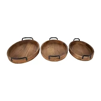 Northlight Acacia Wood With Metal Handles 3-pc. Decorative Tray