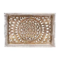Northlight Brushed White Mandala With Metal Handles 2-pc. Decorative Tray
