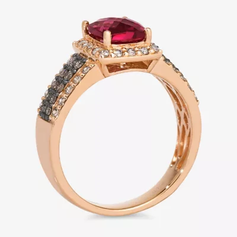 Le Vian® Ring featuring 1 1/2 cts. Raspberry Rhodolite®, 1/4 cts. Chocolate Diamonds®, 3/8 cts. Nude Diamonds™ set in 14K Strawberry Gold®