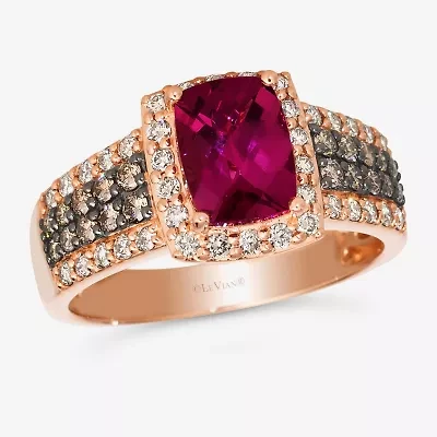 Le Vian® Ring featuring 1 1/2 cts. Raspberry Rhodolite®, 1/4 cts. Chocolate Diamonds®, 3/8 cts. Nude Diamonds™ set in 14K Strawberry Gold®