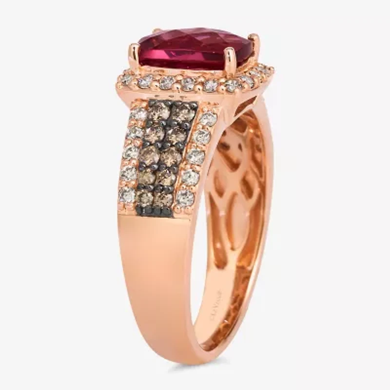Le Vian® Ring featuring 1 1/2 cts. Raspberry Rhodolite®, 1/4 cts. Chocolate Diamonds®, 3/8 cts. Nude Diamonds™ set in 14K Strawberry Gold®