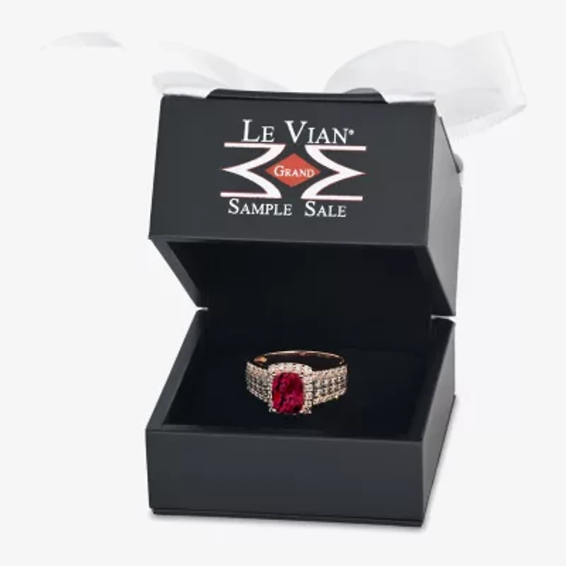Le Vian® Ring featuring 1 1/2 cts. Raspberry Rhodolite®, 1/4 cts. Chocolate Diamonds®, 3/8 cts. Nude Diamonds™ set in 14K Strawberry Gold®