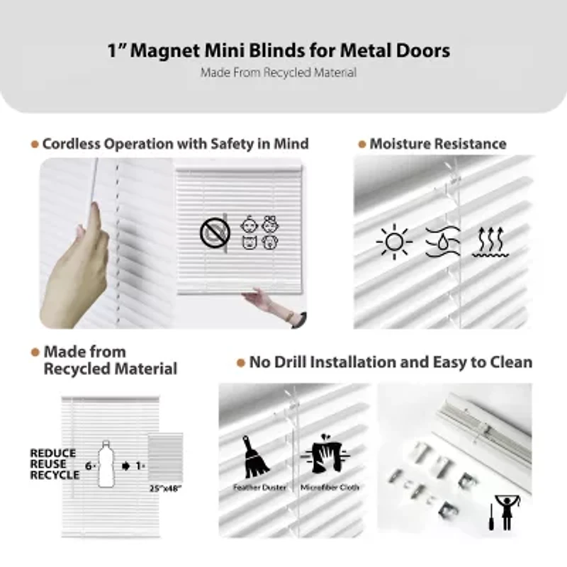 Eco Estates Magnetic 1" Room Darkening Cordless Mini Blind