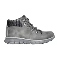 Skechers Womens Synergy Plaid Mood Flat Heel Lace Up Boots