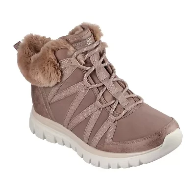 Skechers Womens Graceful Flat Heel Lace Up Boots
