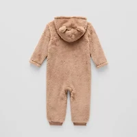 Okie Dokie Baby Boys Hooded Long Sleeve Fleece Jumpsuit