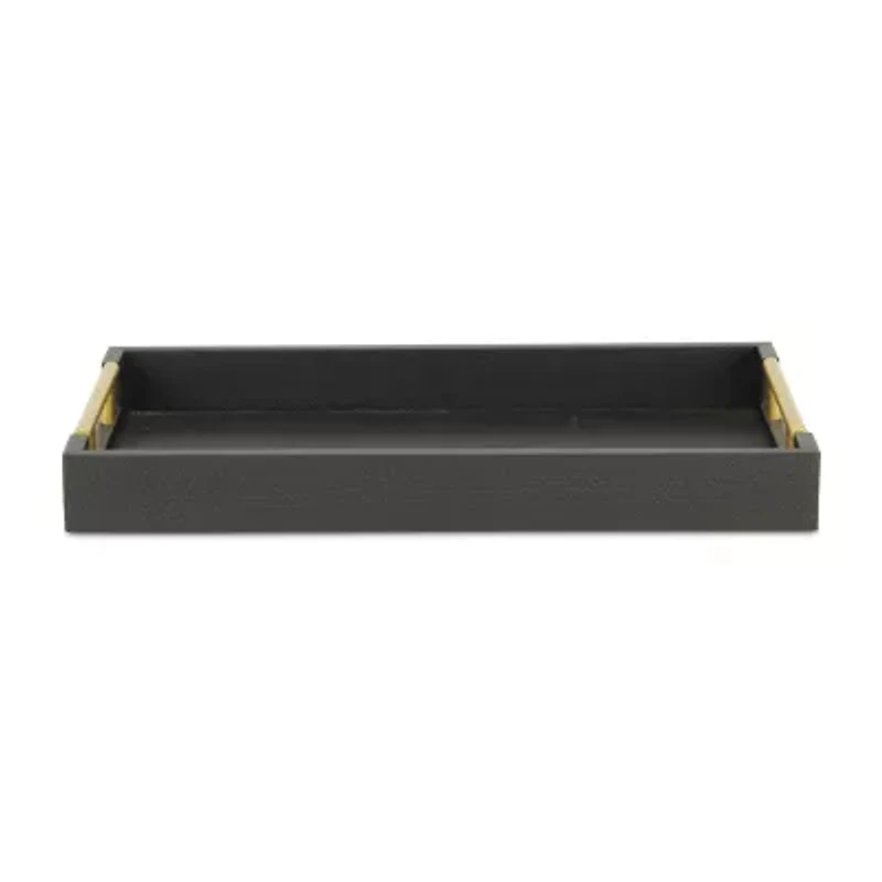 Cheungs Black Faux Snakeskin Rectangular Decorative Tray