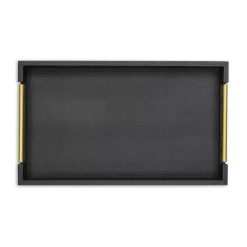 Cheungs Black Faux Snakeskin Rectangular Decorative Tray