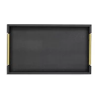 Cheungs Black Faux Snakeskin Rectangular Decorative Tray