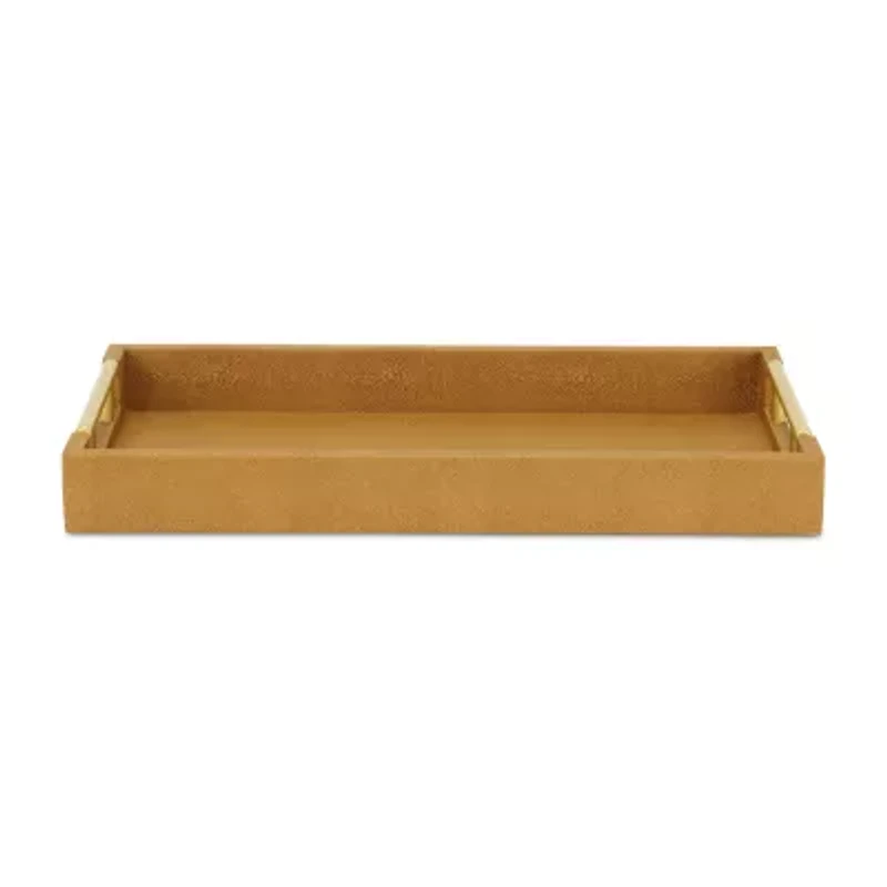 Cheungs Camel Brown Faux Shagreen Rectangular Decorative Tray