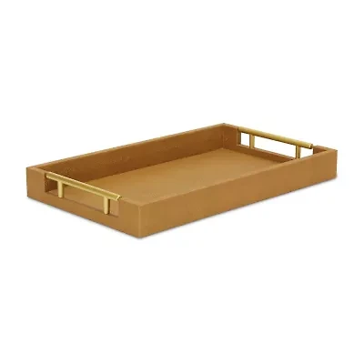 Cheungs Camel Brown Faux Shagreen Rectangular Decorative Tray