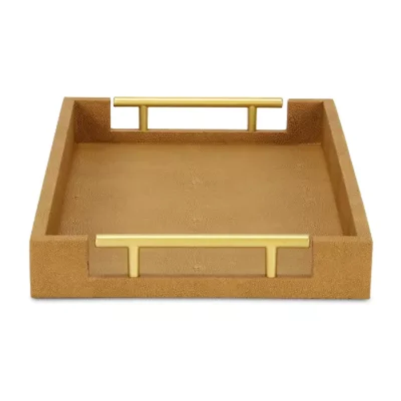 Cheungs Camel Brown Faux Shagreen Rectangular Decorative Tray