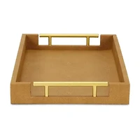 Cheungs Camel Brown Faux Shagreen Rectangular Decorative Tray
