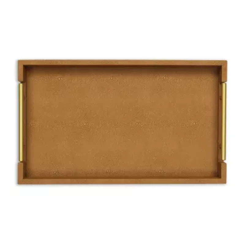 Cheungs Camel Brown Faux Shagreen Rectangular Decorative Tray