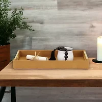 Cheungs Camel Brown Faux Shagreen Rectangular Decorative Tray