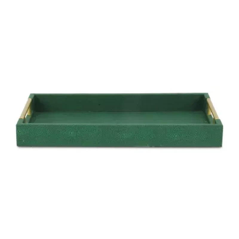 Cheungs Green Faux Shagreen Rectangular Decorative Tray