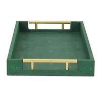 Cheungs Green Faux Shagreen Rectangular Decorative Tray