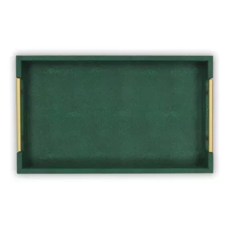 Cheungs Green Faux Shagreen Rectangular Decorative Tray