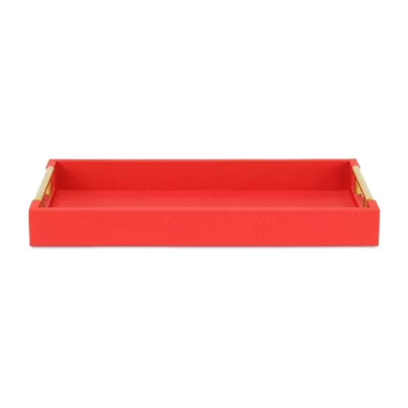 Cheungs Red Faux Shagreen Rectangular Decorative Tray