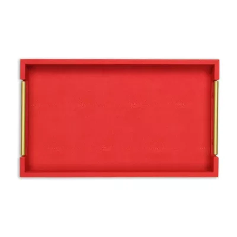 Cheungs Red Faux Shagreen Rectangular Decorative Tray