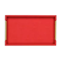 Cheungs Red Faux Shagreen Rectangular Decorative Tray