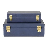 Cheungs Navy Blue Faux Shagreen Rectangular 2-pc. Decorative Box