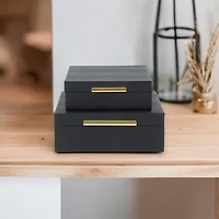 Cheungs Black Faux Snakeskin Square 2-pc. Decorative Box