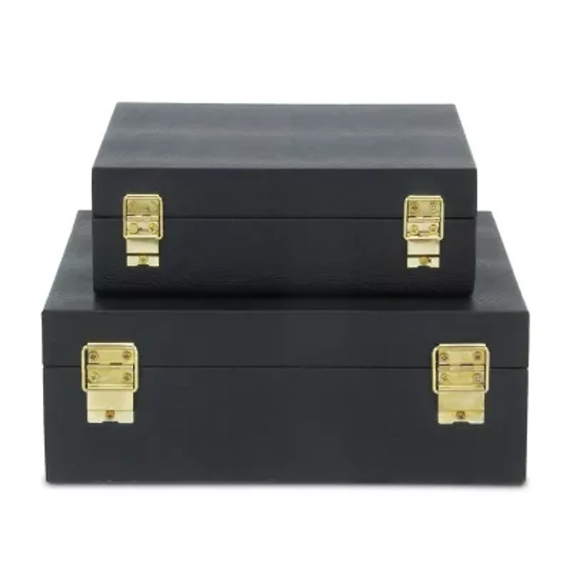 Cheungs Black Faux Snakeskin Square 2-pc. Decorative Box